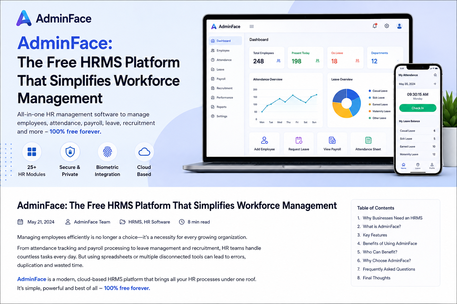 AdminFace: The Free HRMS Platform That Helps Businesses Simplify Workforce Management
